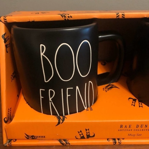 RAE DUNN Boo Friend Ghoul Friend Black Mug Set of 2 NEW - Picture 2 of 4